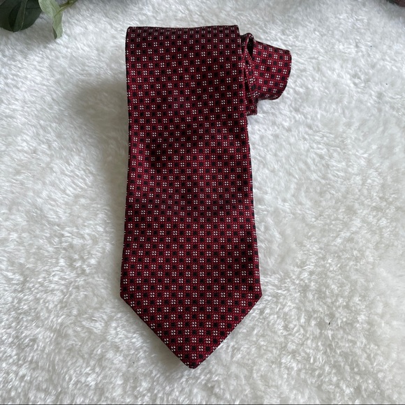 Carlo Palazzi Red Black and White Patterned Textured Silk Tie - Picture 2 of 9